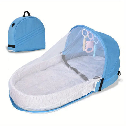 Lit de voyage pliable pour bébé avec moustiquaire - Protection et confort.