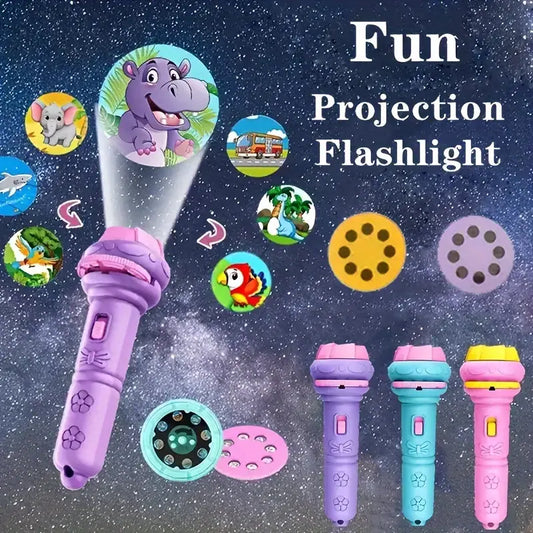 Lampe torche projecteur pour enfants - Animaux et aventures visuelles.